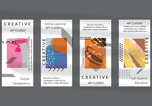 Flyer Layout with Black Shapes and Bright Abstract Rectangle on White
