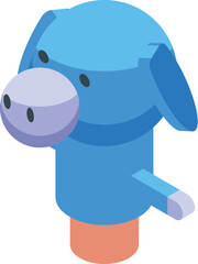 Animal puppet doll icon isometric vector. Child show. Curtain stage
