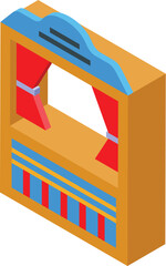 Puppet theater window icon isometric vector. Child show. Doll play