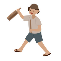 a child carrying a kentongan