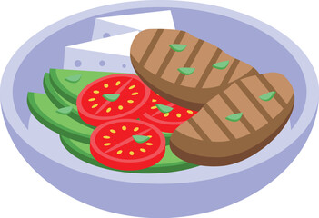 Steak food icon isometric vector. Chinese dinner. Family reunion