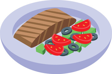 Fish food icon isometric vector. Chinese family. Asian celebration