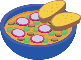 Vegetables soup icon isometric vector. Family reunion. Asian food