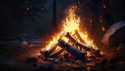 A close-up of a campfire