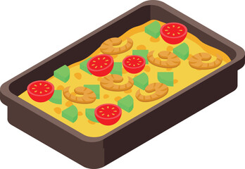 Shrimp food icon isometric vector. Family happy. China dish
