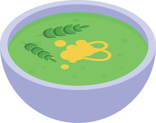 Green soup icon isometric vector. Dinner food. Asian food