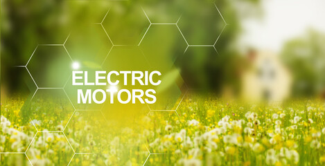 Electric car and EV electrical energy for environment, Ecosystem safe environment. Clean plants on...