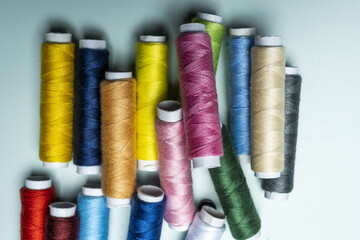 A bunch of brand new spools of thread in all colors