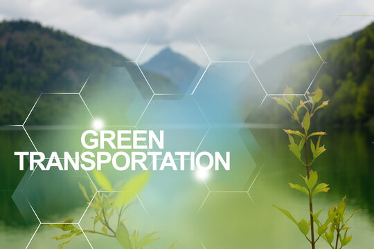 Green transportation and clean power.Pure water of lake in the mountains — protecting nature for future generations.