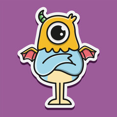 cute monster cartoon doodle design for coloring, backgrounds, stickers, logos, symbol, icons and more