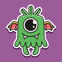 cute monster cartoon doodle design for coloring, backgrounds, stickers, logos, symbol, icons and more