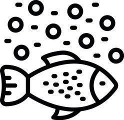 Fish microplastics pollution icon outline vector. Water plastic. Ocean plastic