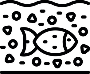 Fish microplastics pollution icon outline vector. Fish food. Ocean plastic