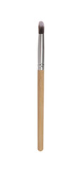 Makeup brush with wooden handle isolated on white