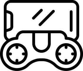 Radio control with phone icon outline vector. Car helicopter. Antenna tank