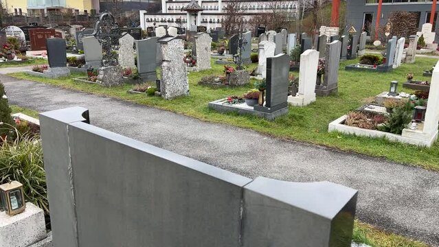 traditional rural catholic graveyard in Puch near Salzburg
