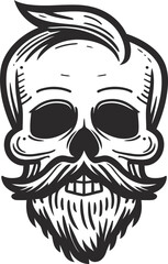 Bearded Skull Barbershop Vector Illustration
