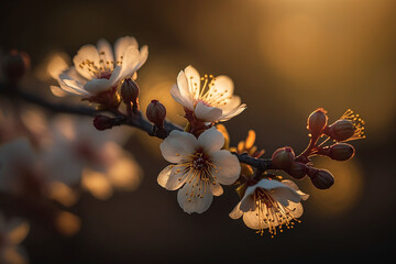 Obraz na płótnie Canvas cherryblossom sunset golden hour flower