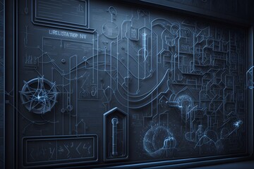 walls of sci-fi labs created using AI Generative Technology