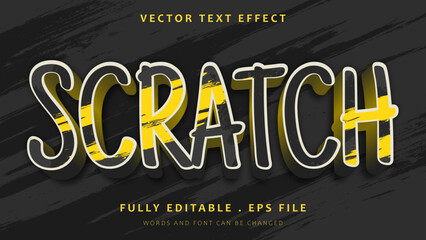 Fototapeta na wymiar Black Yellow Grunge Word Scratch Editable Text Effect Design Template