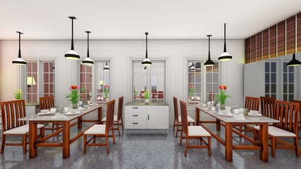 Modern Restaurant Interior Design. 3d renders
