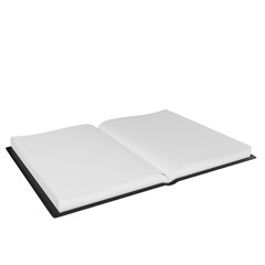 3D render open book isolated on transparent background