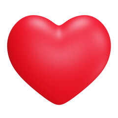 3D render red heart icon isolated on transparent background