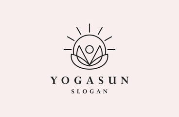 Yoga sun, Zen and Meditation logos, linear icons and elements