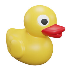 3D render rubber duck icon isolated on transparent background