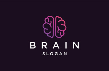 Modern brain monoline art logo vector icon .