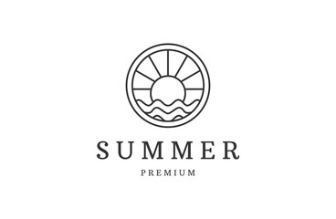 Beach summer logo design vector illustration