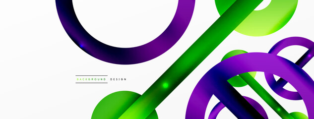 Minimal geometric abstract background. Circle, line and round shapes design. Trendy techno business template for wallpaper, banner, background or landing