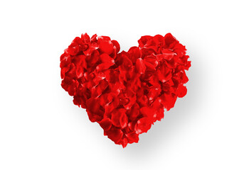Fototapeta na wymiar Beautiful heart of red rose petals isolated on transparent background png
