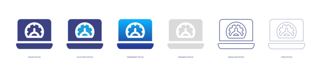 Speed test icon set full style. Solid, disable, gradient, duotone, regular, thin. Vector illustration and transparent icon.