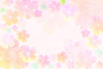 Obraz na płótnie Canvas 桜の花の和風背景 ピンクの春の花のフレーム