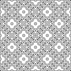  Monochrome ornamental texture with smooth linear shapes, zigzag lines, lace pattern.Abstract geometric black and white pattern for web page, textures, card, poster, fabric, textile.