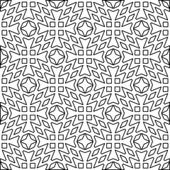  Monochrome ornamental texture with smooth linear shapes, zigzag lines, lace pattern.Abstract geometric black and white pattern for web page, textures, card, poster, fabric, textile.