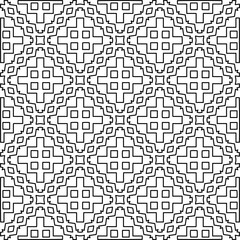  Monochrome ornamental texture with smooth linear shapes, zigzag lines, lace pattern.Abstract geometric black and white pattern for web page, textures, card, poster, fabric, textile.