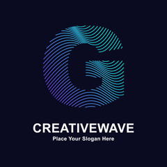 Abstract line letter G creative wave logo vector template. Suitable for business, technology, line logotype, wave pattern and nature 