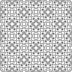  Monochrome ornamental texture with smooth linear shapes, zigzag lines, lace pattern.Abstract geometric black and white pattern for web page, textures, card, poster, fabric, textile.