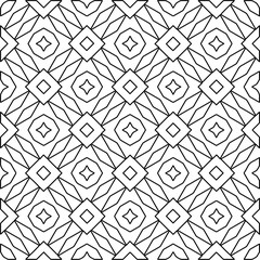  Monochrome ornamental texture with smooth linear shapes, zigzag lines, lace pattern.Abstract geometric black and white pattern for web page, textures, card, poster, fabric, textile.
