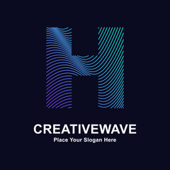 Abstract line letter H creative wave logo vector template. Suitable for business, technology, line logotype, wave pattern and nature 