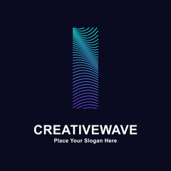 Abstract line letter I creative wave logo vector template. Suitable for business, technology, line logotype, wave pattern and nature 