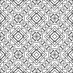  Monochrome ornamental texture with smooth linear shapes, zigzag lines, lace pattern.Abstract geometric black and white pattern for web page, textures, card, poster, fabric, textile.