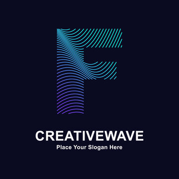 Abstract line letter F creative wave logo vector template. Suitable for business, technology, line logotype, wave pattern and nature 