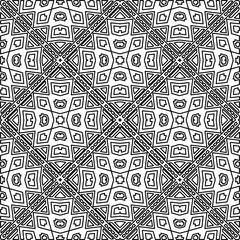  Monochrome ornamental texture with smooth linear shapes, zigzag lines, lace pattern.Abstract geometric black and white pattern for web page, textures, card, poster, fabric, textile.