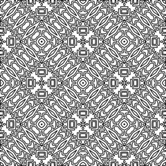  Monochrome ornamental texture with smooth linear shapes, zigzag lines, lace pattern.Abstract geometric black and white pattern for web page, textures, card, poster, fabric, textile.