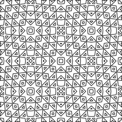  Monochrome ornamental texture with smooth linear shapes, zigzag lines, lace pattern.Abstract geometric black and white pattern for web page, textures, card, poster, fabric, textile.