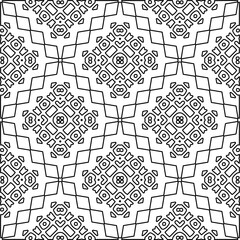  Monochrome ornamental texture with smooth linear shapes, zigzag lines, lace pattern.Abstract geometric black and white pattern for web page, textures, card, poster, fabric, textile.