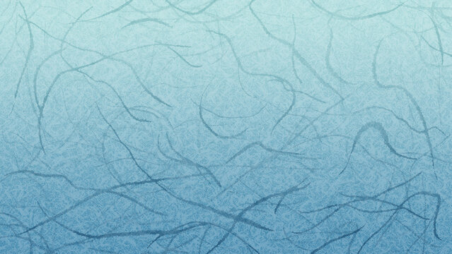 太い繊維の入った和紙風の背景・テクスチャー素材　8K UHDサイズ　冬のグラデーション　明るい白めな水色／暗い渋めの青B